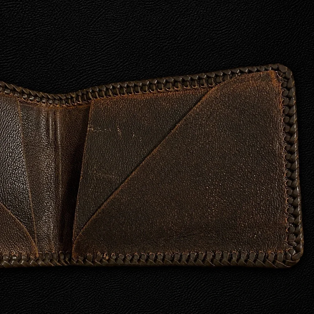 Vintage Handmade Tooled Leather Bifold Wallet Chuck Western Deer Buck Forest